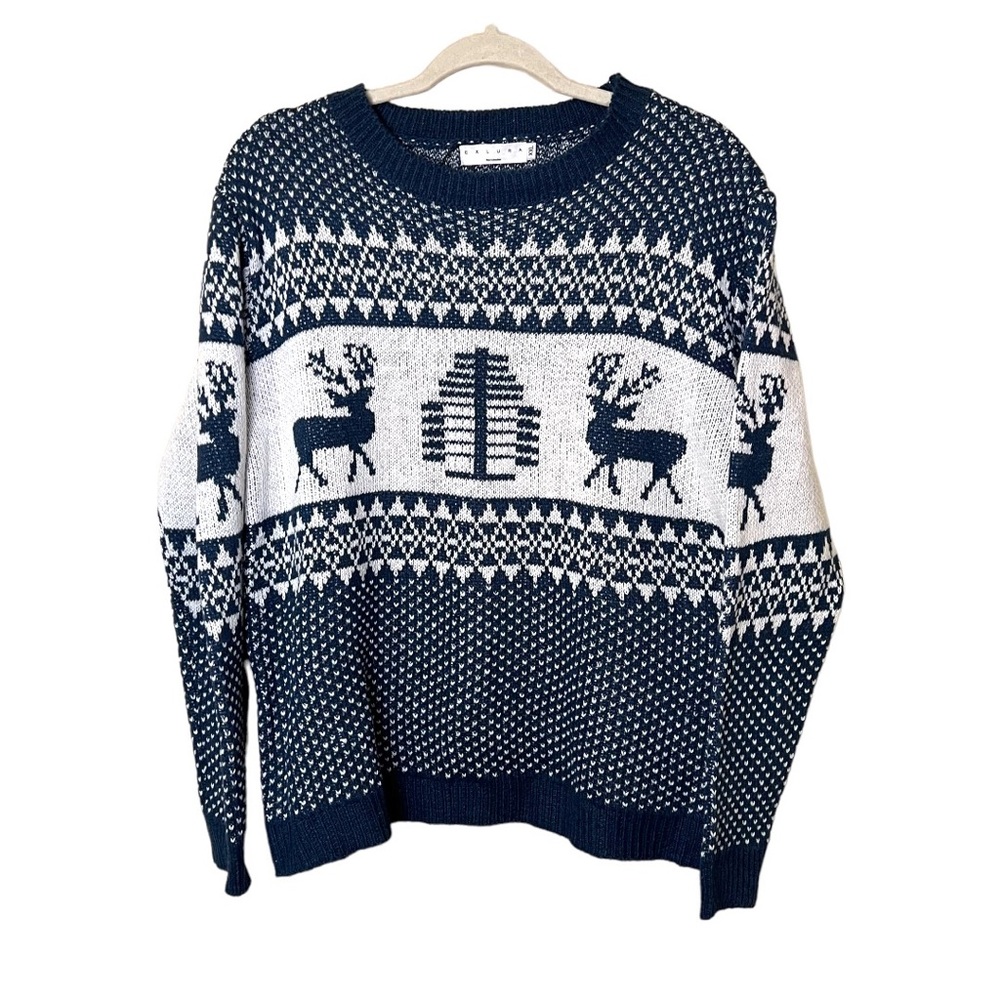 SOLD EXLURA Knitted Reindeer Christmas Sweater - Picture 1 of 11